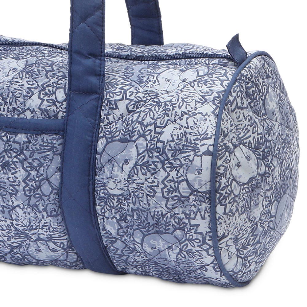 lion around blue quilted small duffle