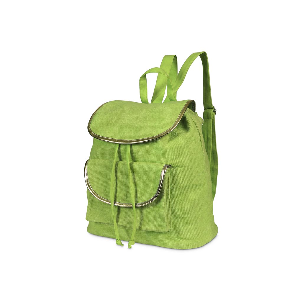 durry backpack green, gold trim