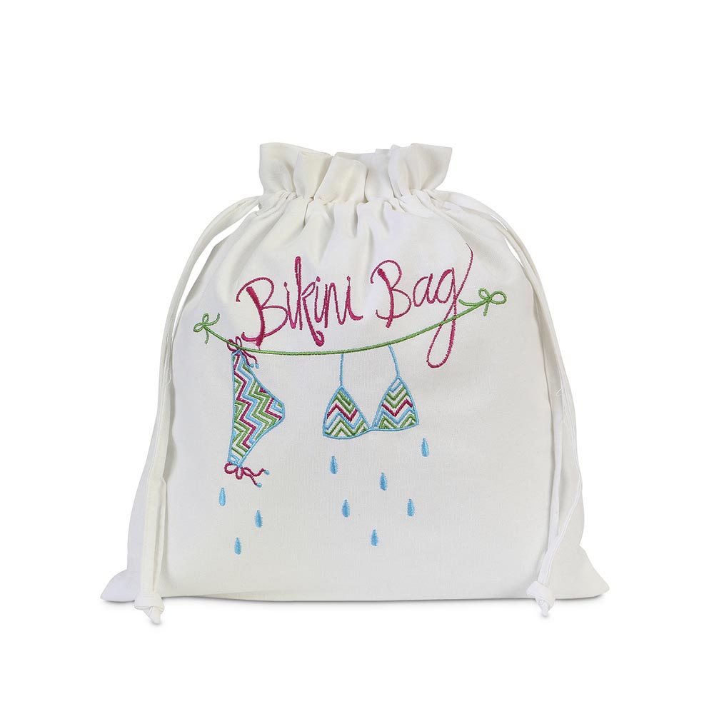 embroidered lined bikini bag
