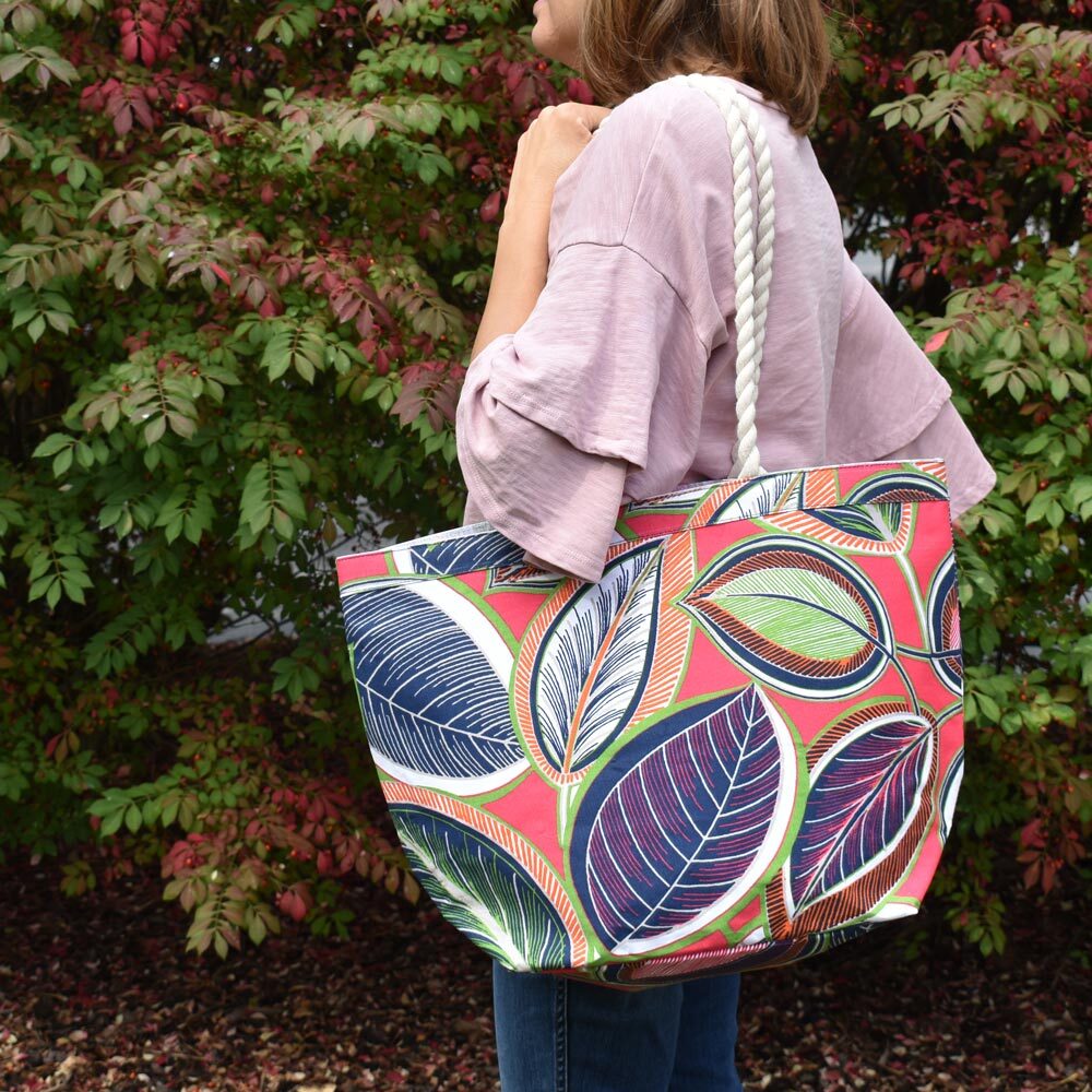 feather or not canvas tote with rope handle