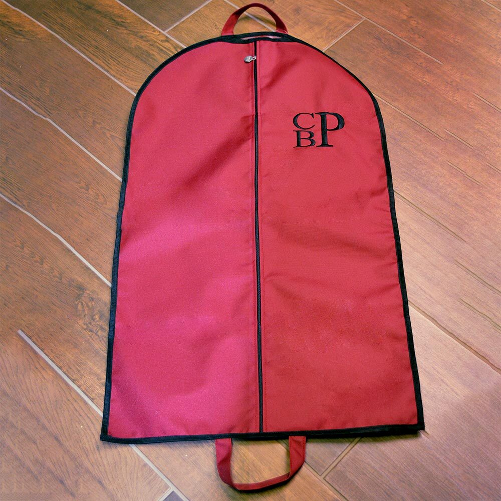 maroon nylon garment bag