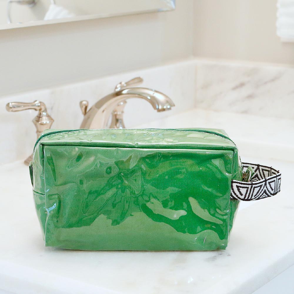 green cosmetic zipper bag