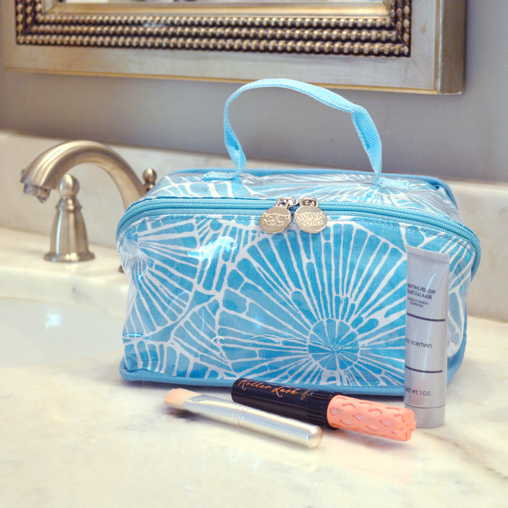 full circle turquoise counter cosmetic bag