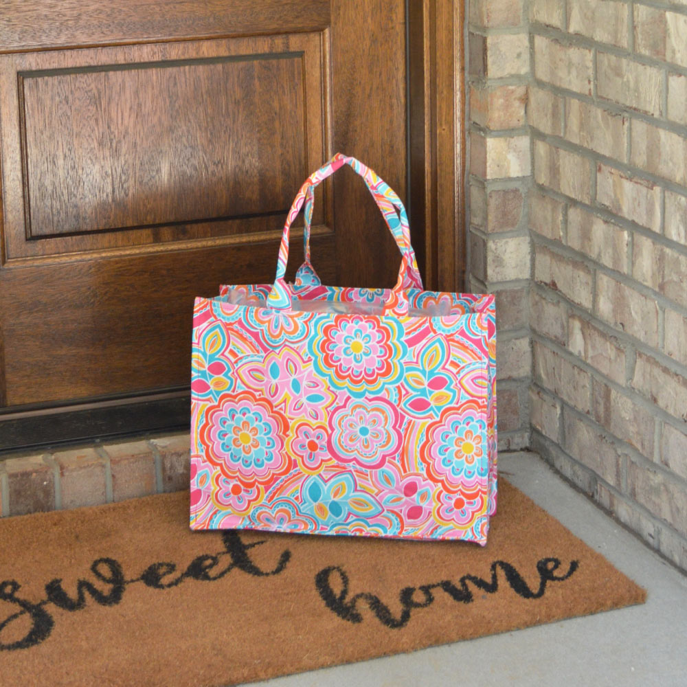 flower power canvas tote
