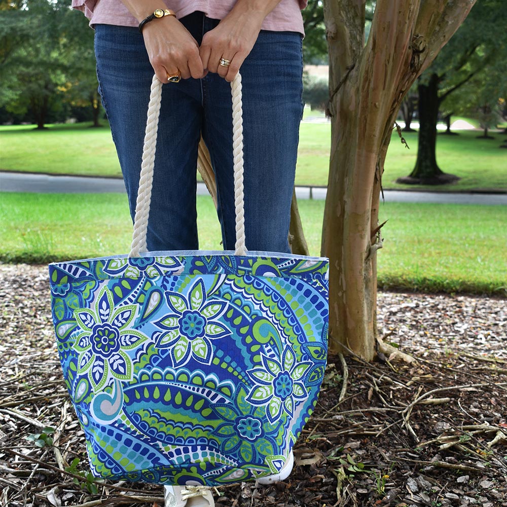 turqs and caicos canvas tote with rope handle