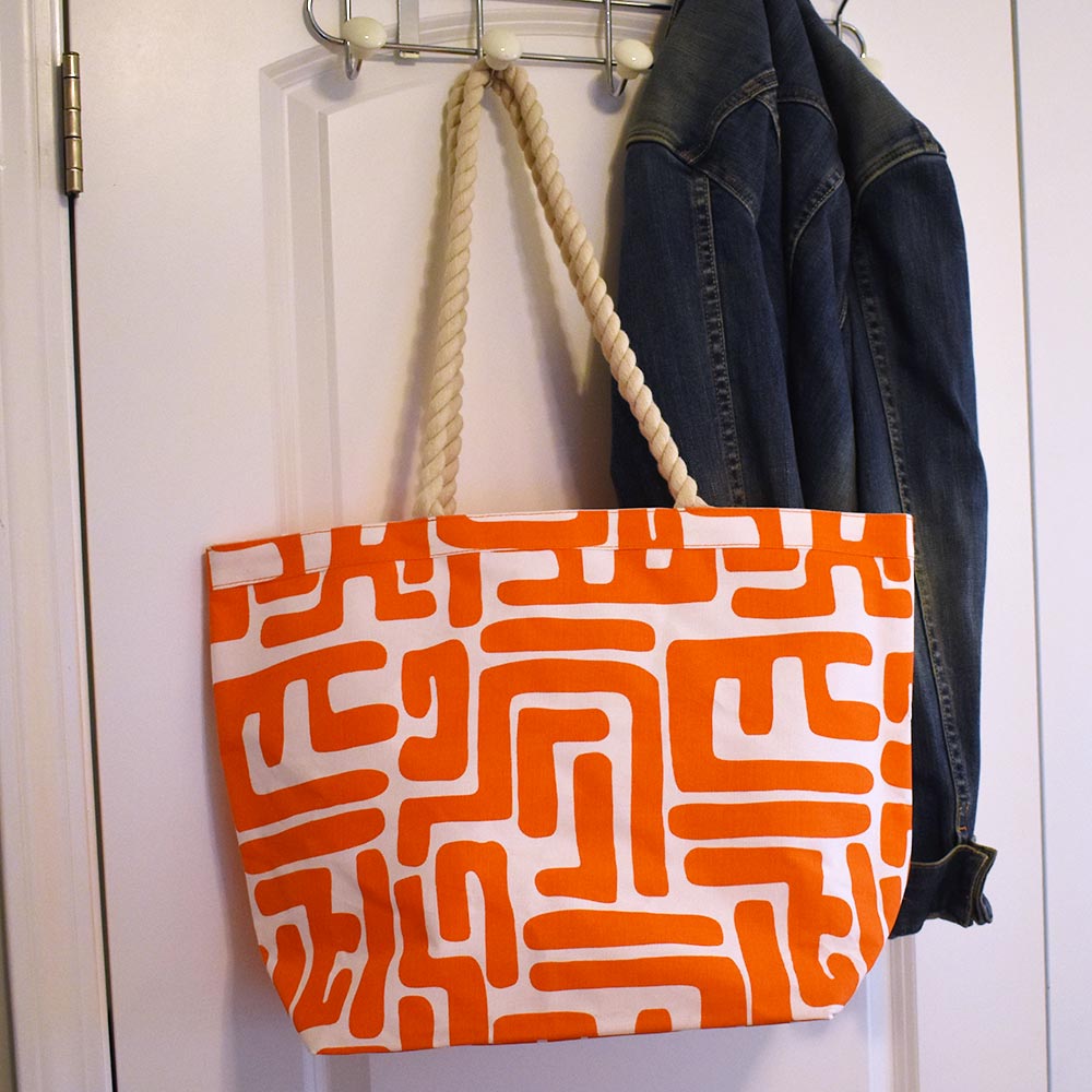 cape town orange canvas tote with rope handle