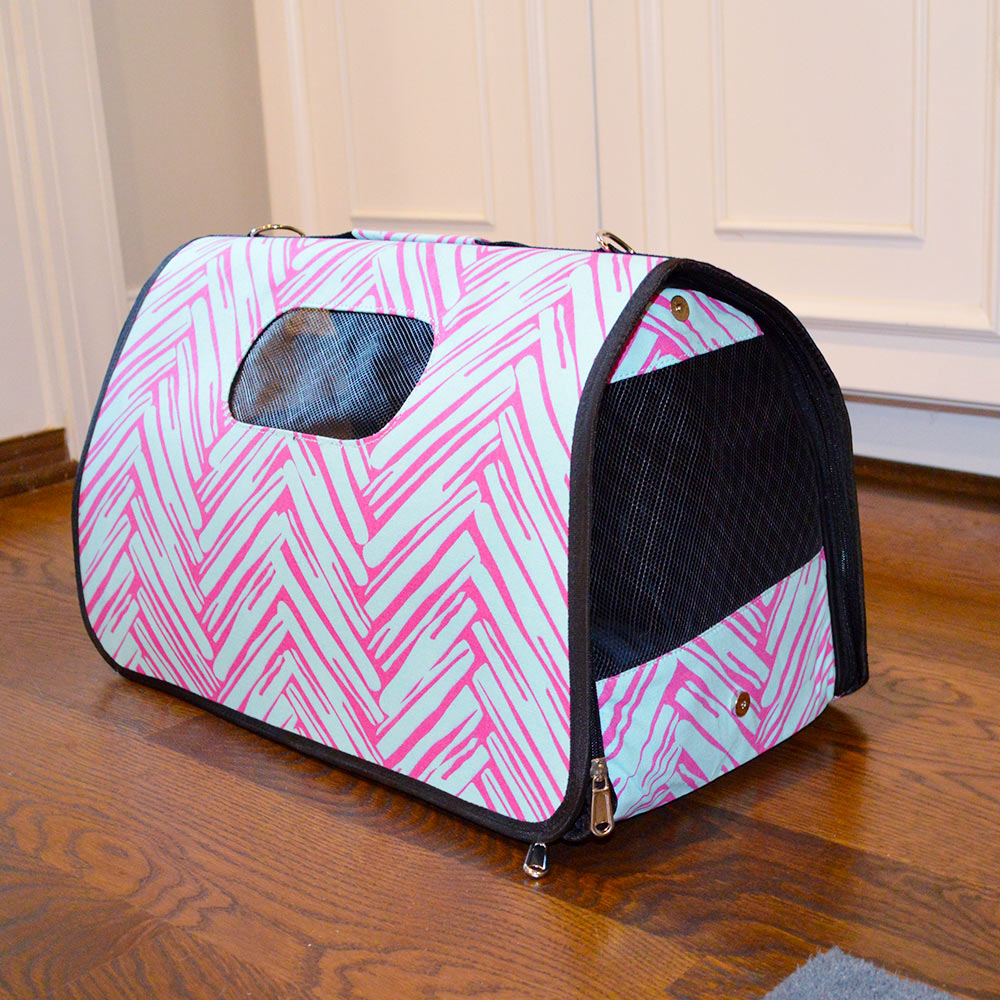 twill do pink/turq pet carrier