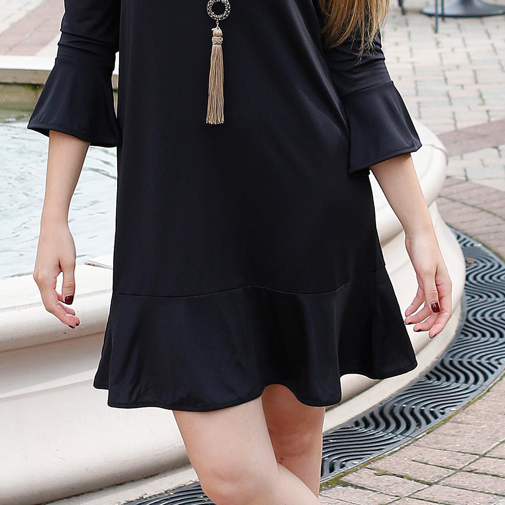 black mandy poly-knit dress