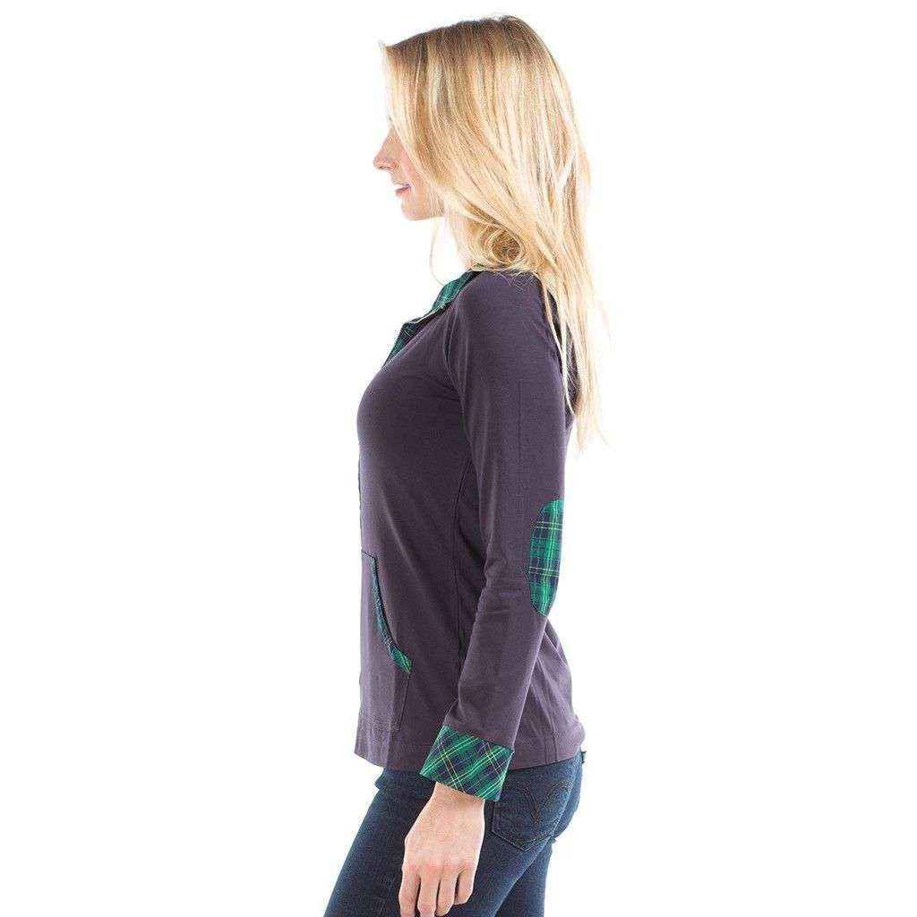 duffield lane navy tartan polly pullover with zipper