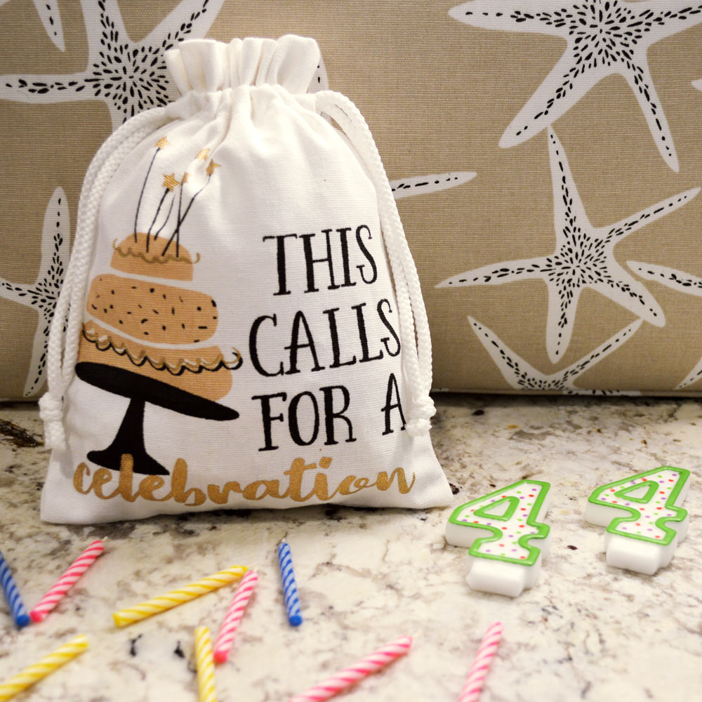 gift bag with drawstring calls for celebration