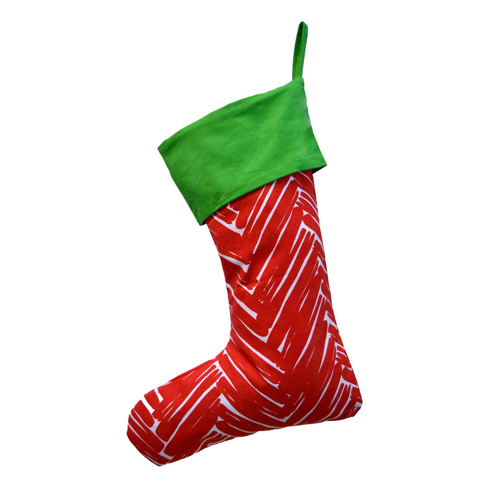 twill do red stocking with green top