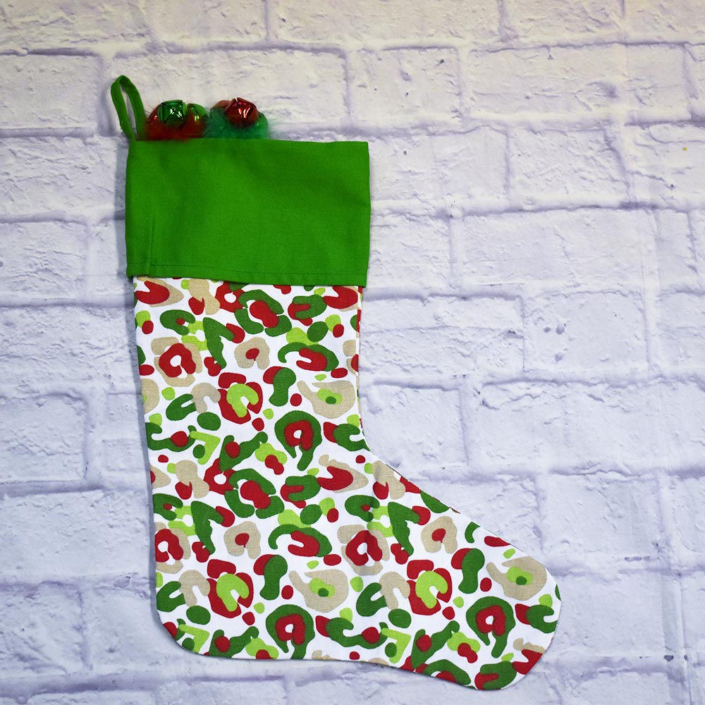 jungle bells stocking with green top