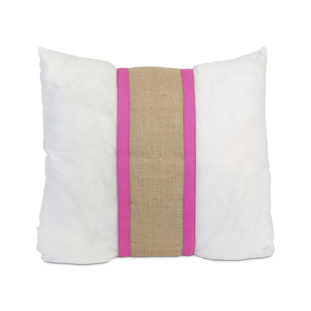 khaki jute pillow band w/ pink, fits standard 16