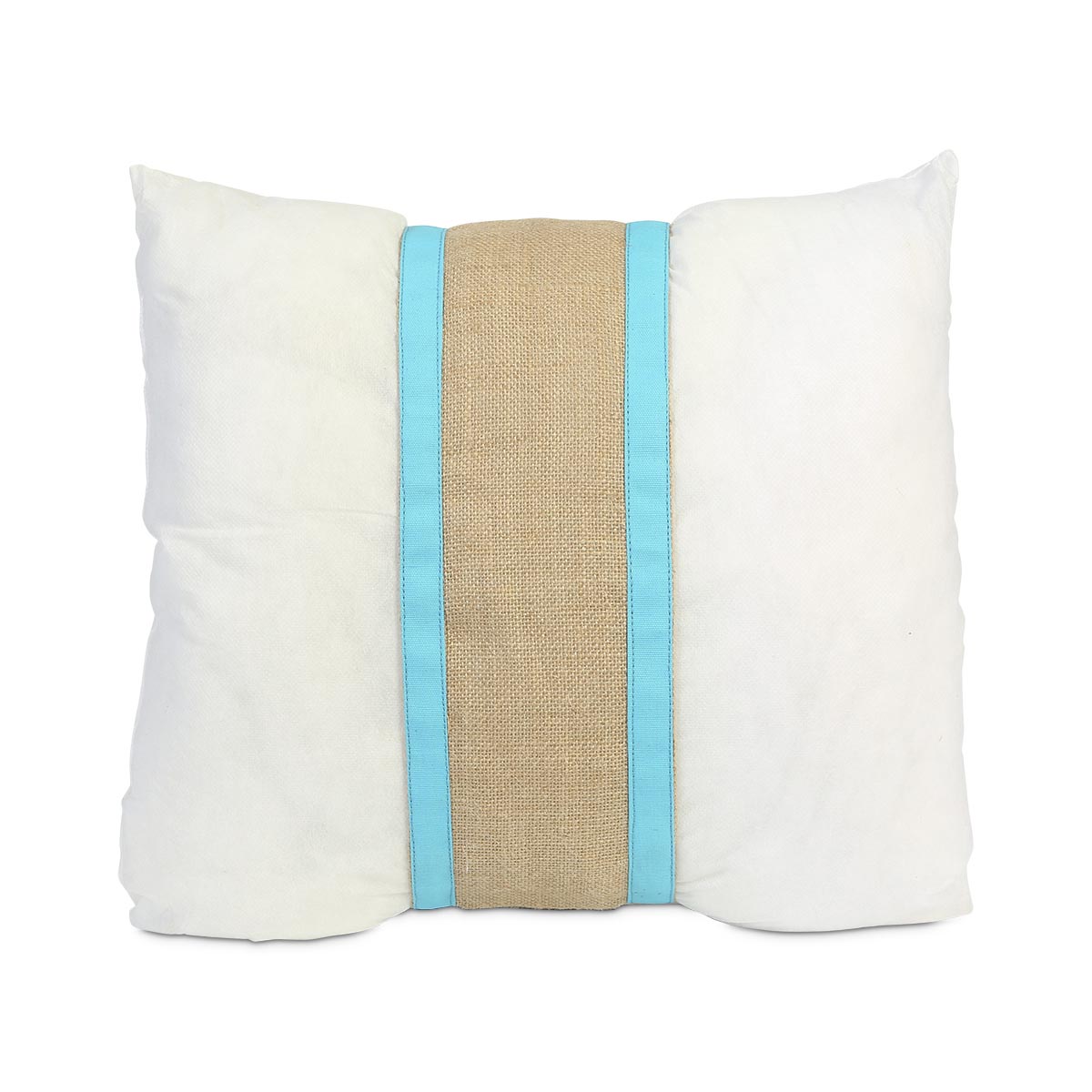 khaki jute pillow band w/ turq, fits standard 16