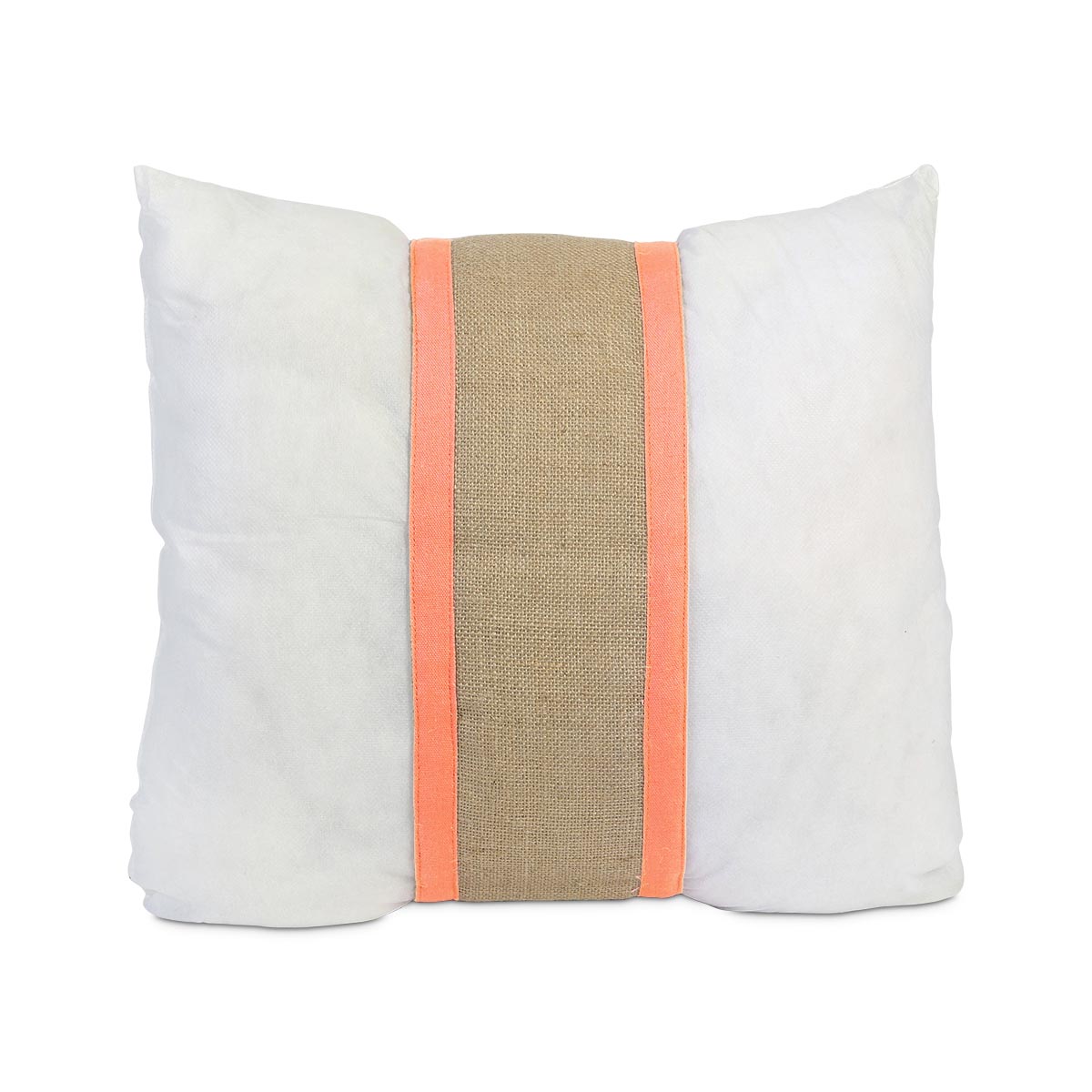 khaki jute pillow band w/ coral, fits standard 16
