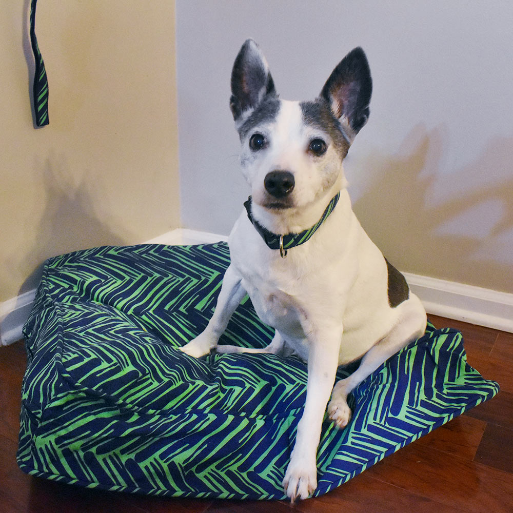 twill do green/navy pet bed cover
