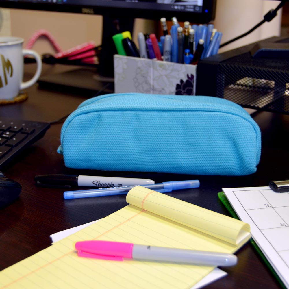 pencil and brush case durry blue