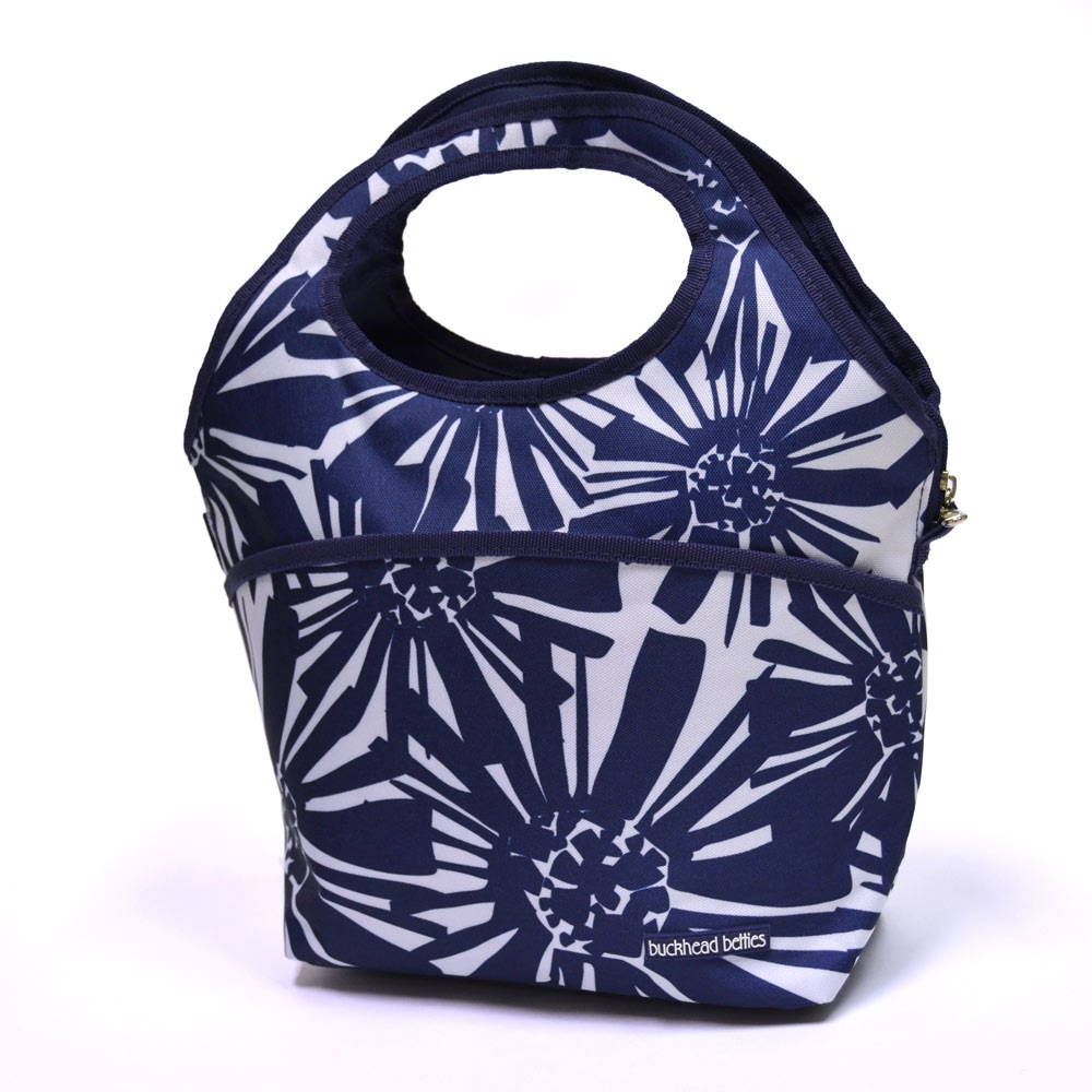 mosaic floral navy lunch cooler bag