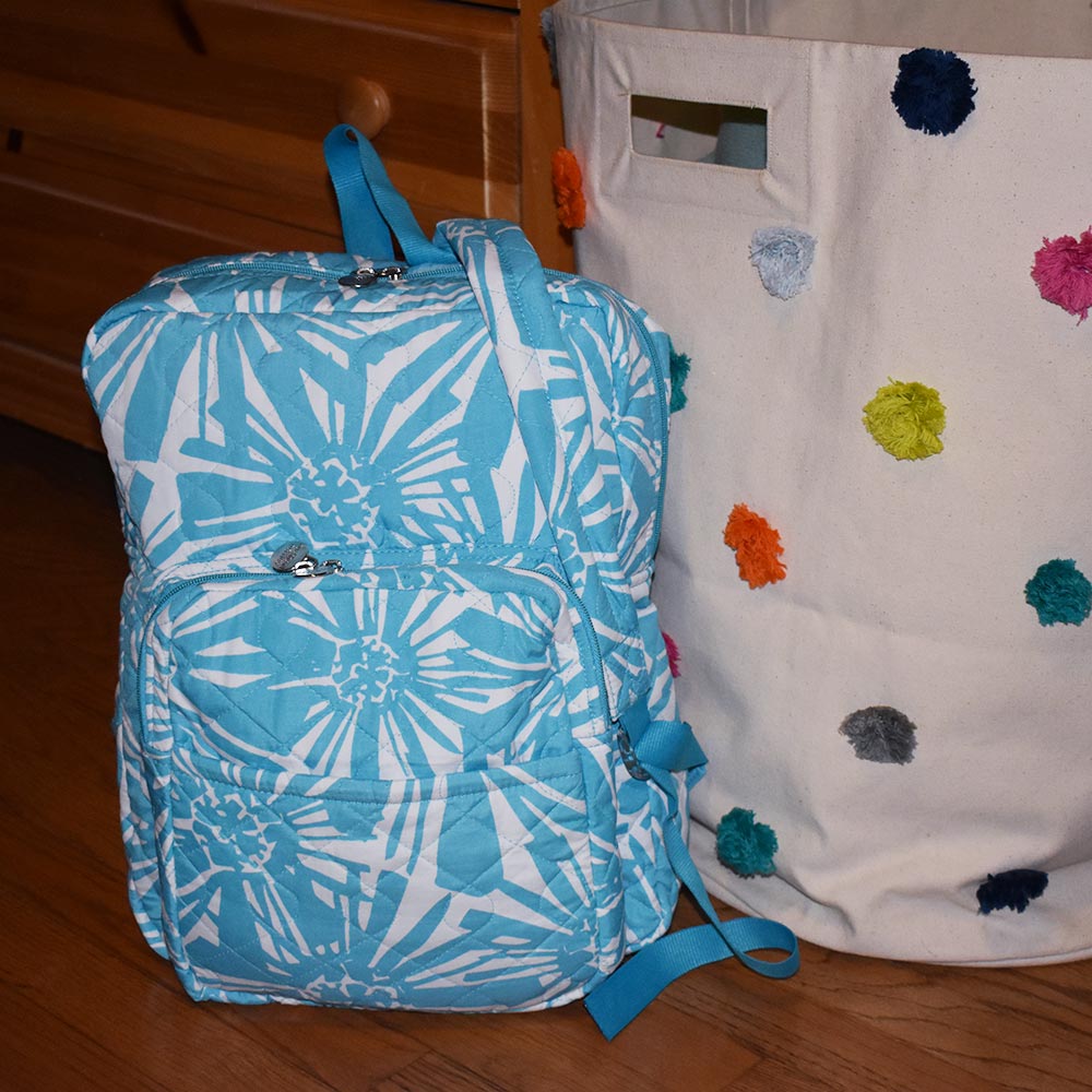 mosaic floral turquoise quilted backpack