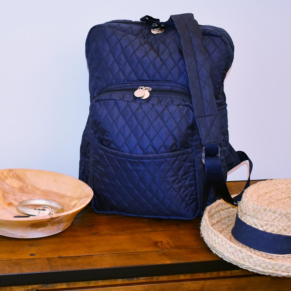 quilted backpack navy