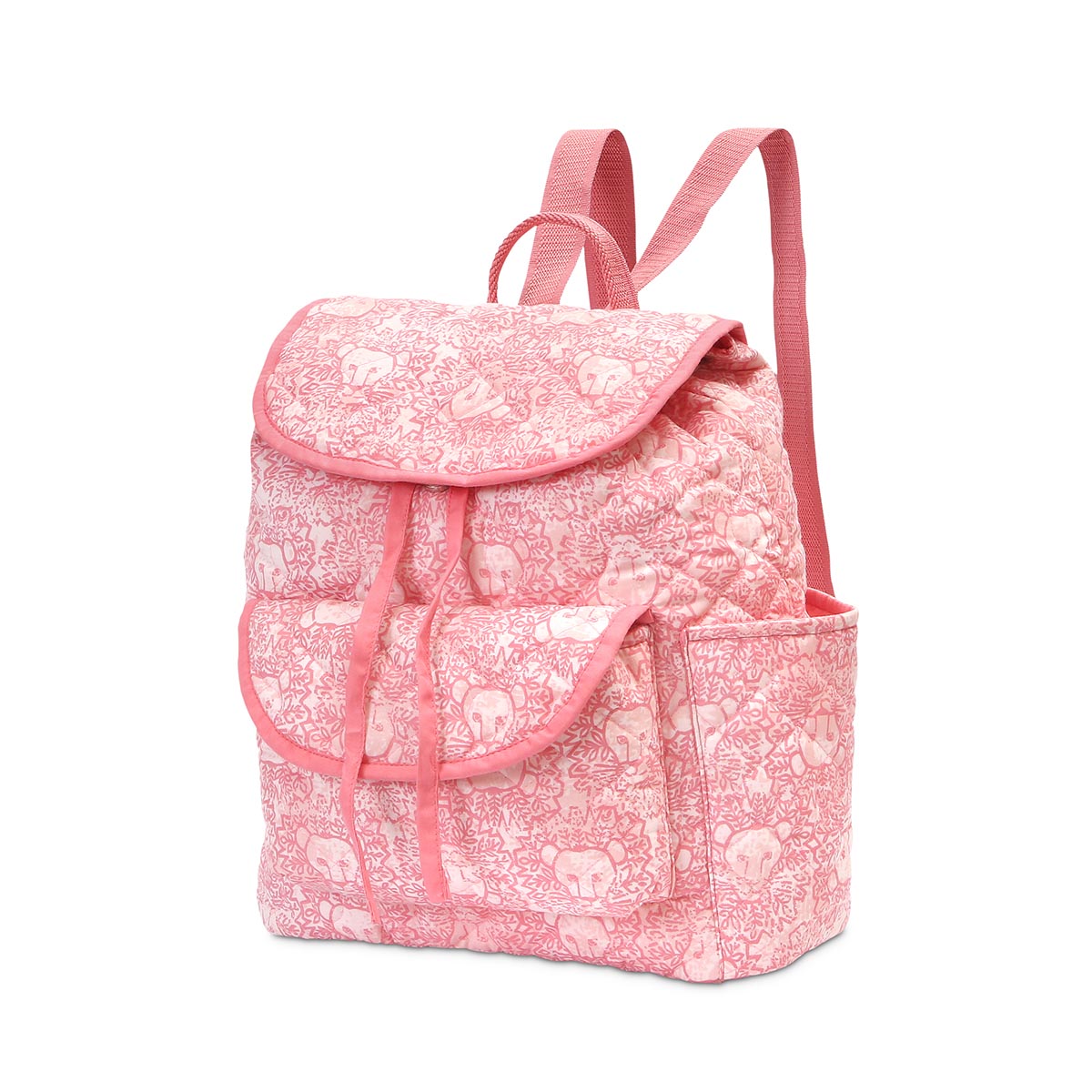lion around pink quilted backpack
