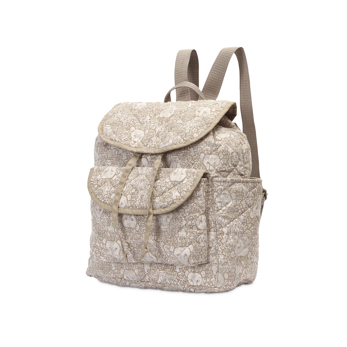 lion around khaki quilted backpack