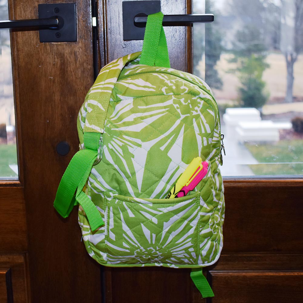 mosaic floral green quilted small backpack
