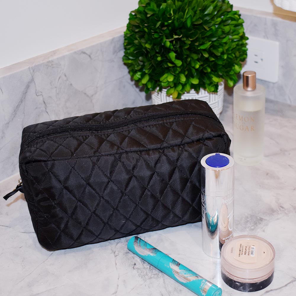 quilted cosmetic bag black
