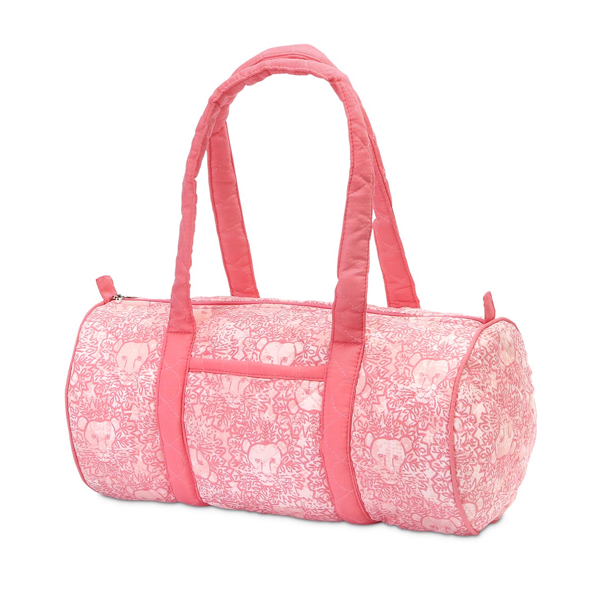 lion around pink quilted small duffle