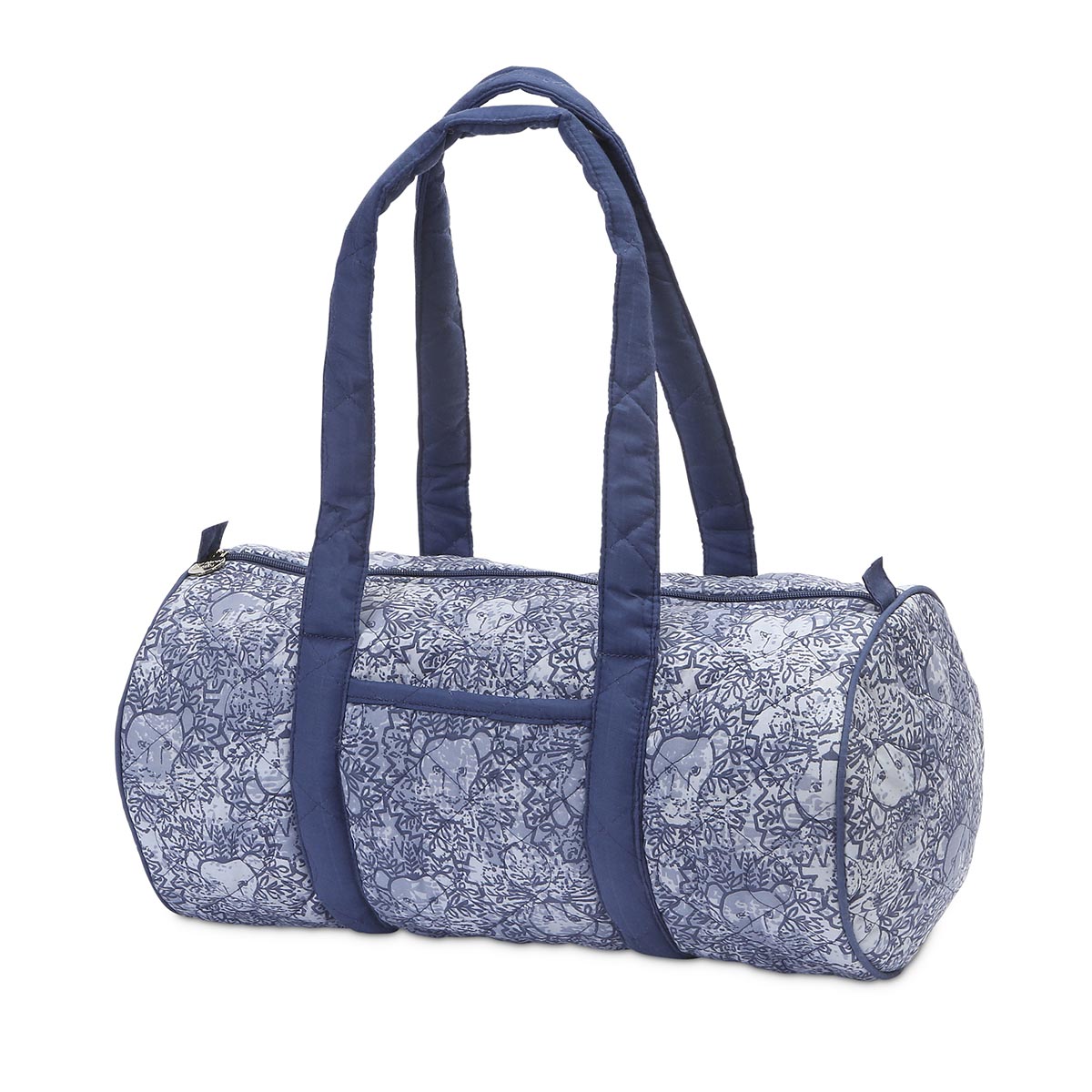 lion around blue quilted small duffle
