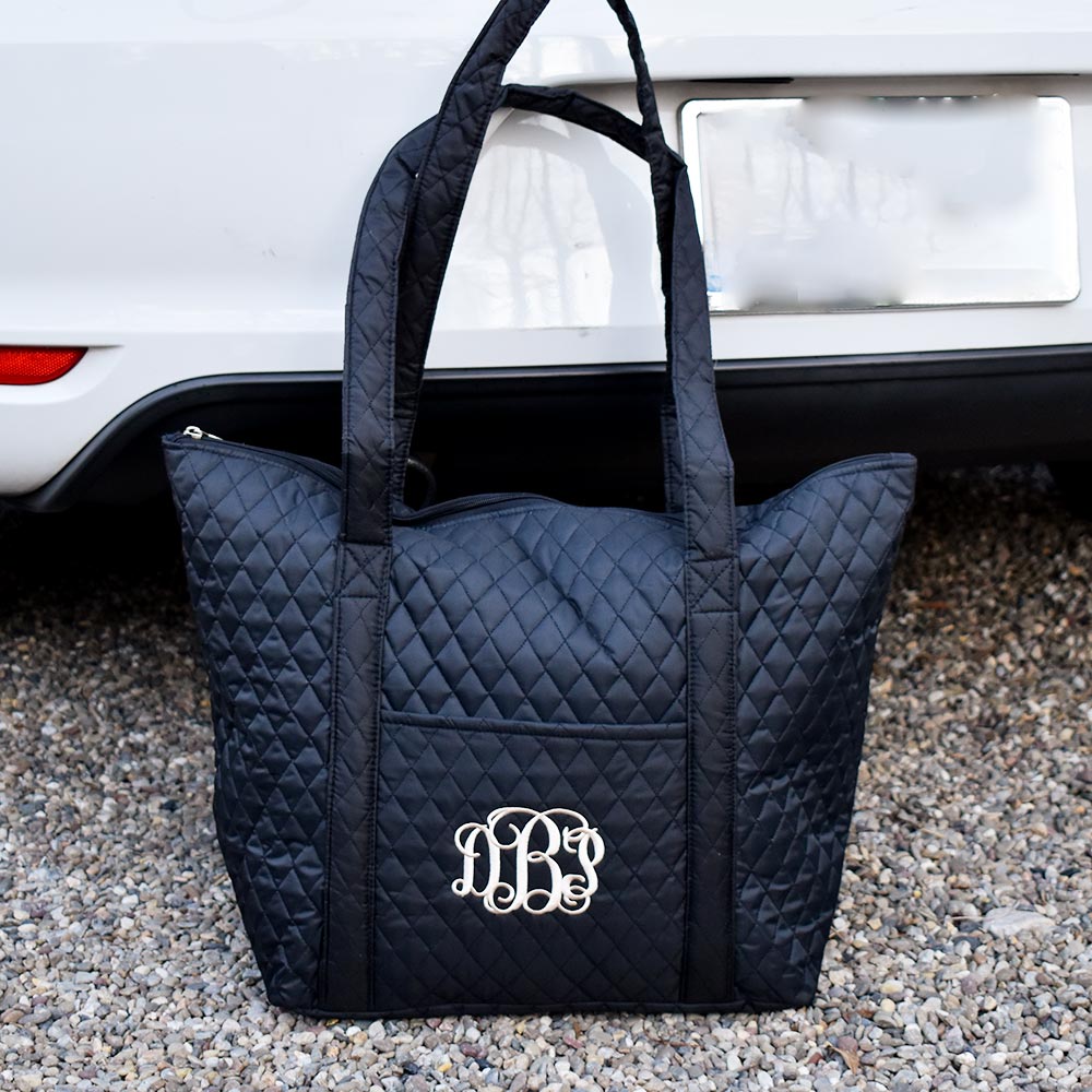 quilted tote black