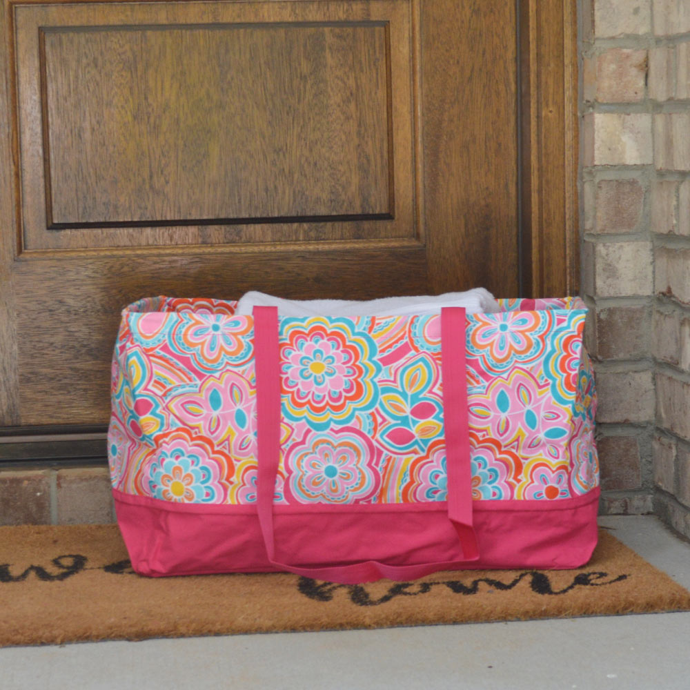 flower power rectangle storage tote