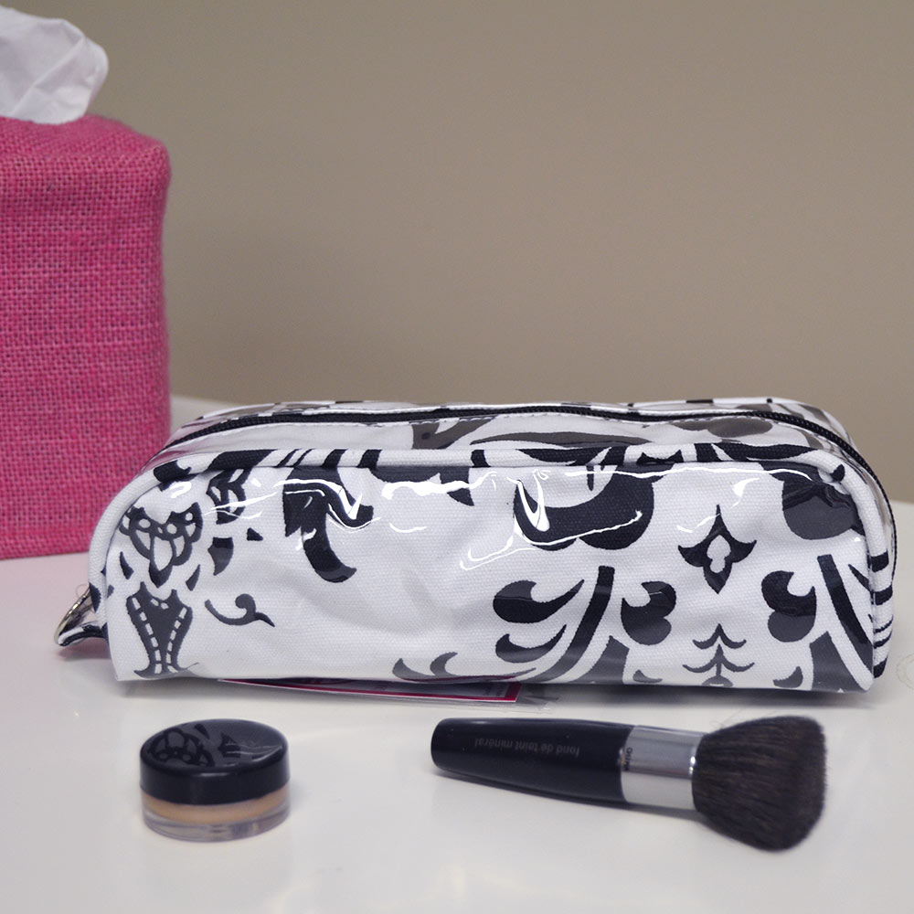 black/white damask pencil and brush pouch