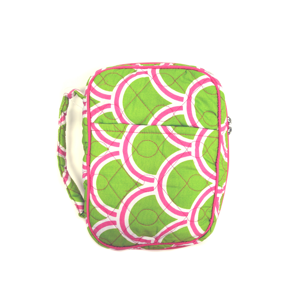 harbor bae green/pink quilted bible cover